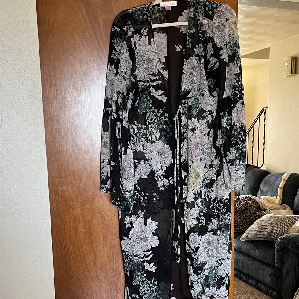 Sheer Floral Kimono Cardigan